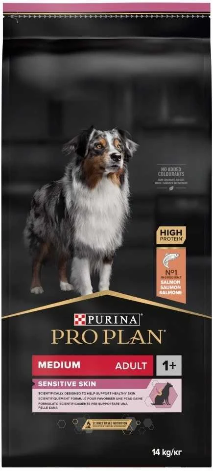 Purina Pro Plan OPTIDERMA dog adult Medium Sensitive Skin 14 kg, suaugusių vidutinių veislių, turinčių jautrią odą šunų sausas pašaras 12367239