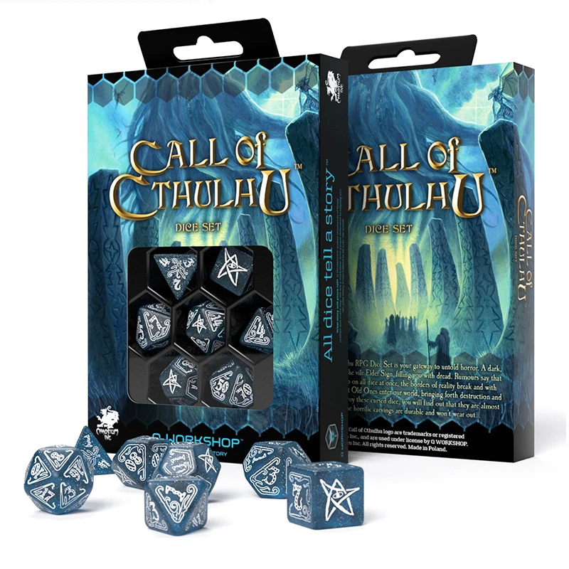 Q Workshop Call Of Cthulhu Kauliukų Rinkinys Tamsiai Mėlynos Ir Baltos Spalvos