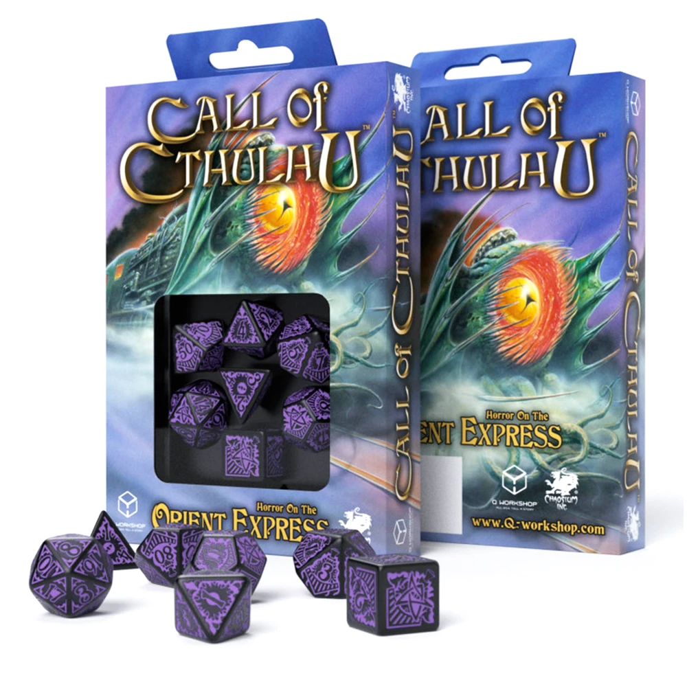 Q Workshop Call Of Cthulhu Orient Express Kauliukų Rinkinys Juodos Ir Violetinės Spalvos
