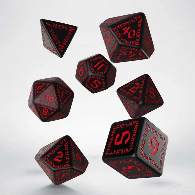 Dėlionė Q Workshop Runic Kauliukų Rinkinys Juodos Ir Raudonos Spalvos