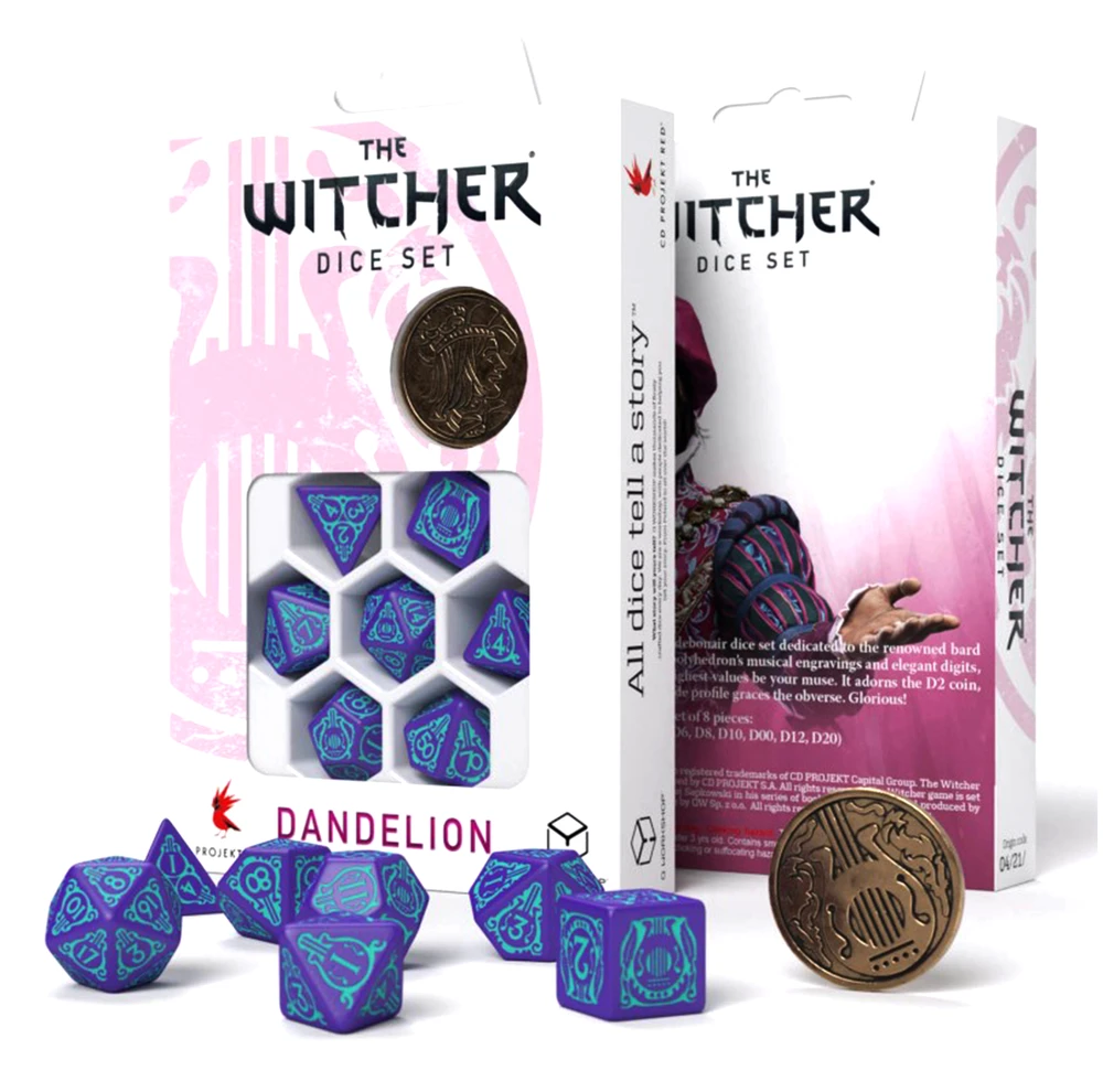 Q Workshop The Witcher Dandelion Kauliukų Rinkinys Violetinės Ir Turkio Spalvos