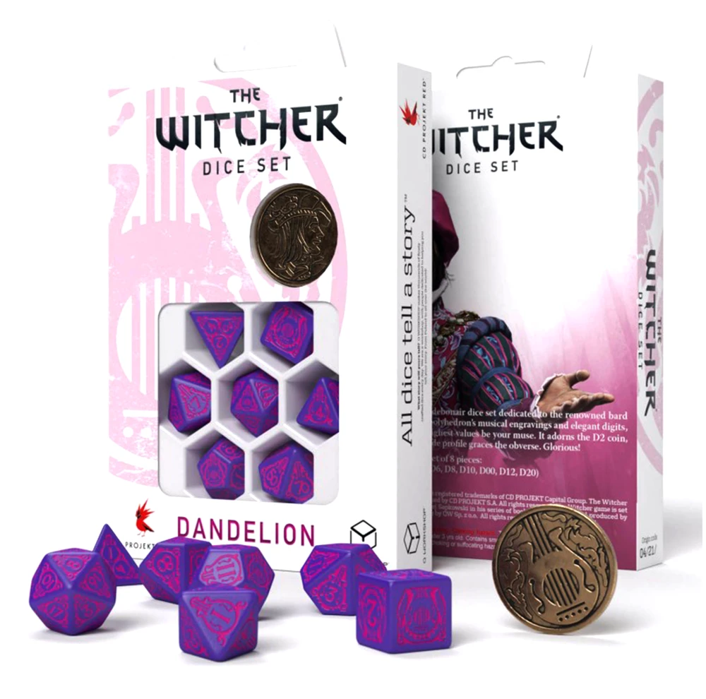 Q Workshop The Witcher Dandelion Kauliukų Rinkinys Violetinės Ir Rožinės Spalvos