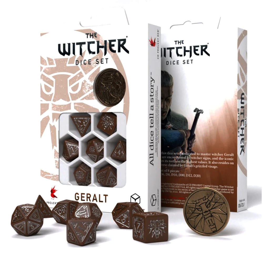 Q Workshop The Witcher kauliukų rinkinys. Geraltas – Roach kompanionas