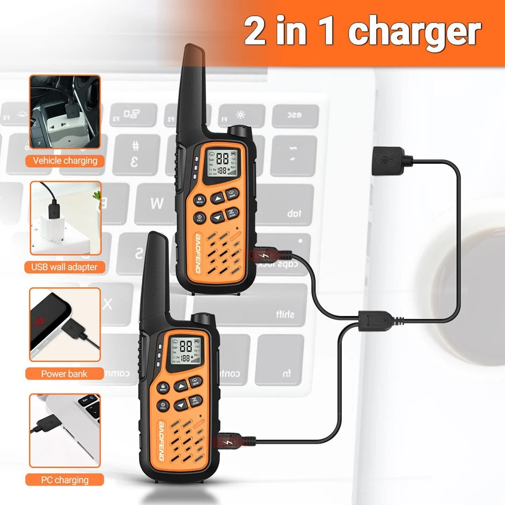 Walkie-Talkie Baofeng BF-T25E Oranžinis, 2 pieces