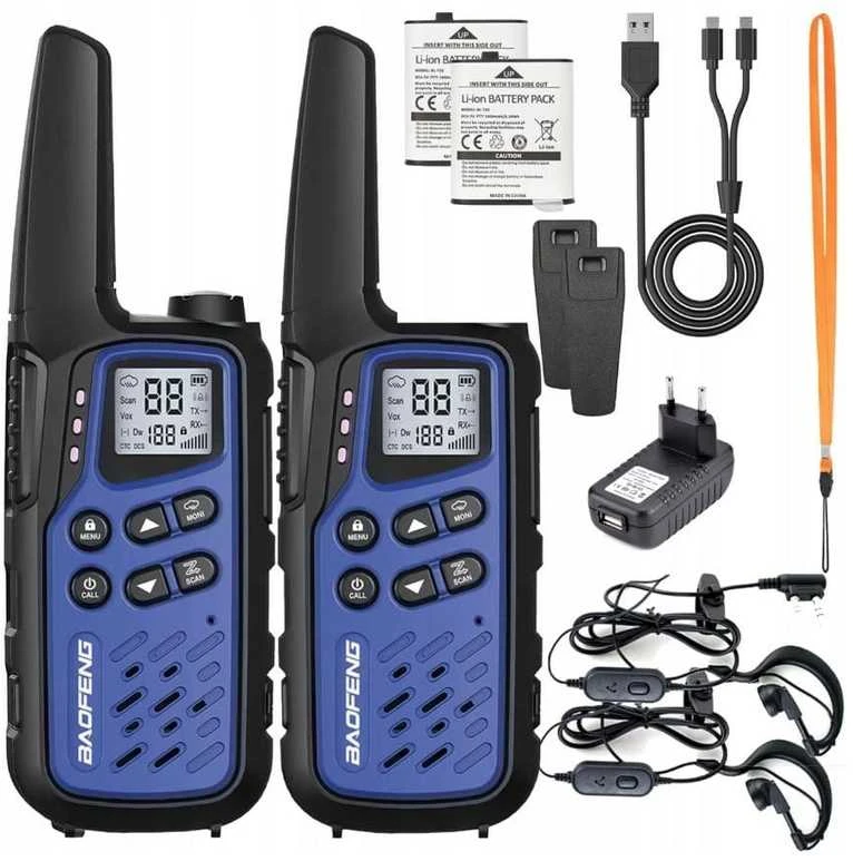 Radijo Stotelė - Baofeng BF-T25E 16 Kanalų VOX 10 km Nuotolis 1400mAh Baterija Tamsiai Mėlyna