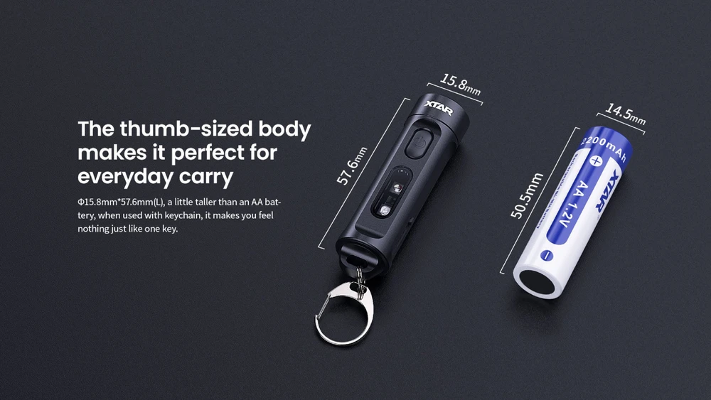Raktų Pakabukas su Šviesa - XTAR T1 500 Liumenų CREE XP-G3 LED USB-C Įkraunamas UV