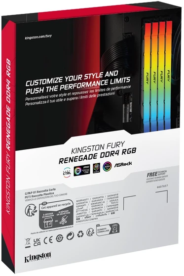 RAM „Kingston KF440C19RB2AK2/16“ 16 GB 4000 MT/s DDR4 CL19 DIMM (2 vnt. rinkinys) FURY Renegade RGB | „Kingston“