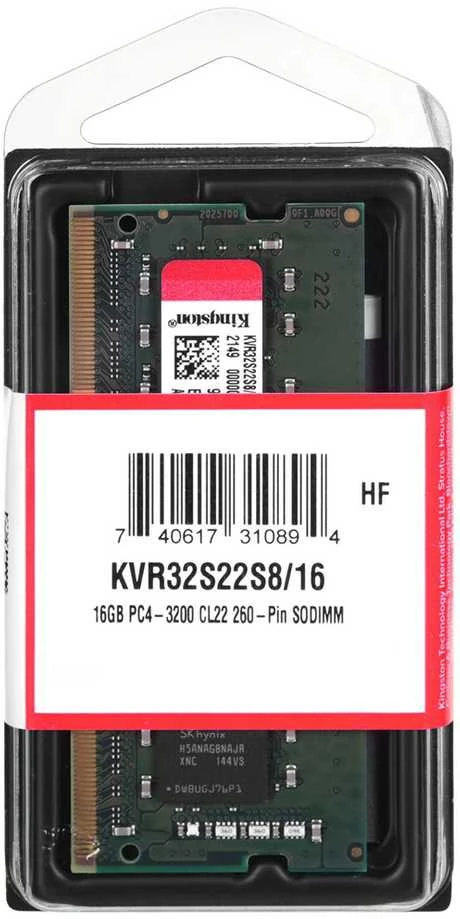 Nešiojamo kompiuterio atmintis Kingstonas | 16 GB | DDR4 | 3200 MHz | Užrašų knygelė | Registracijos Nr. | ECC Nr