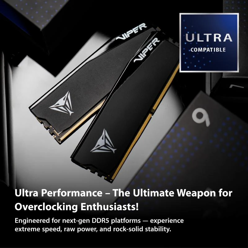 Patriot Viper Gaming RGB Elite 5 Ultra DDR5-6000 RAM, CL 28, AMD EXPO, Intel XMP 3.0 – 2x 16GB, juodas