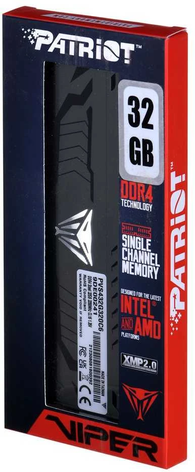 Operatyvioji atmintis (RAM) Patriot Atmintis DDR4 Viper Steel 32GB/3200 (1 x 32GB) Pilkas CL16
