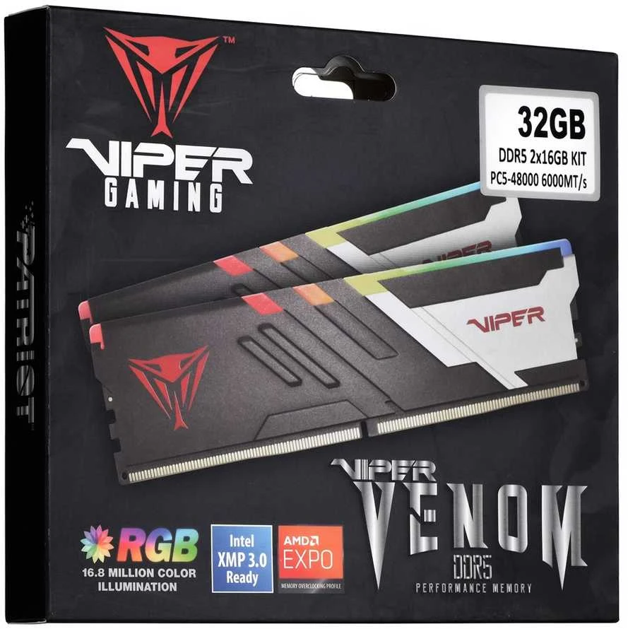 PATRIOT VIPER VENOM RGB 32GB 2X16GB DDR5 6000MT/s UDIMM rinkinys