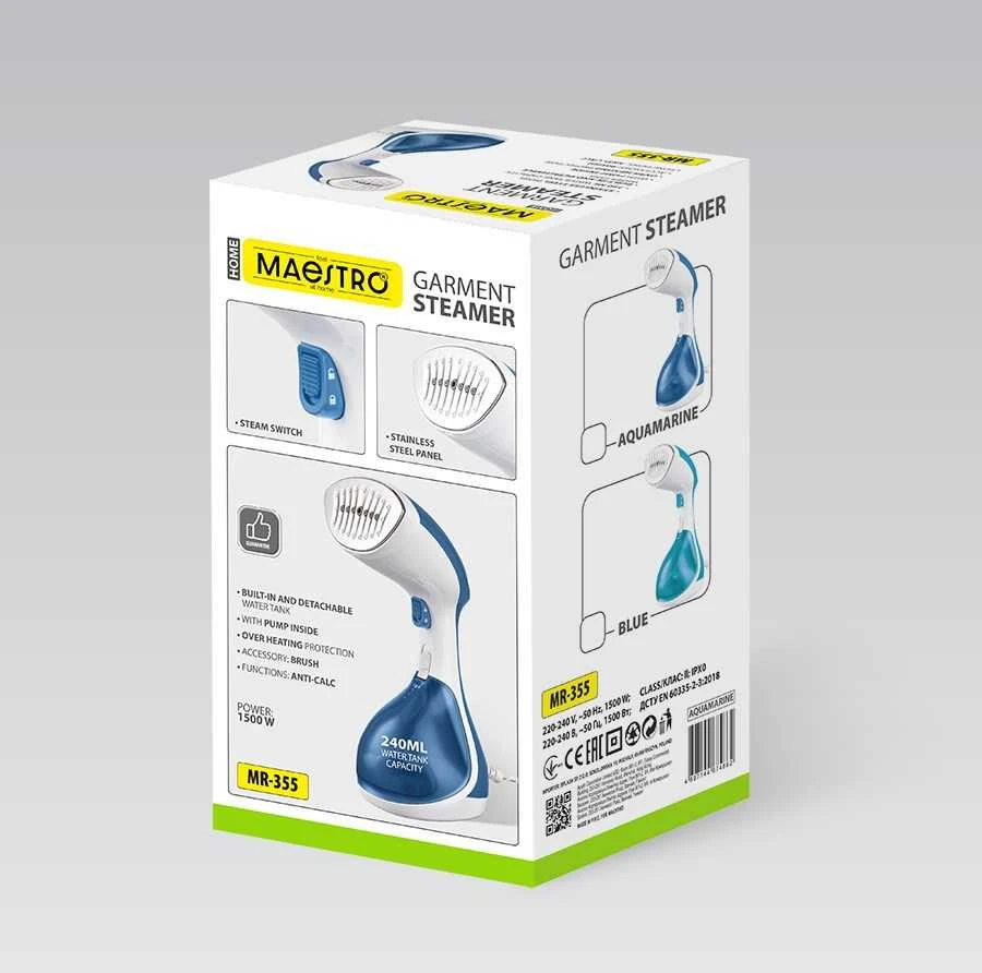 Drabužiai garintuvas 1500W Maestro MR-355-AQUAMARINE
