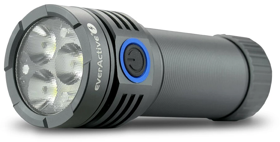 Rankinis Žibintuvėlis - everActive FL-3300R Luminator, 3 300 Liumenų, 4 000 mAh, USB-C, Pilkas