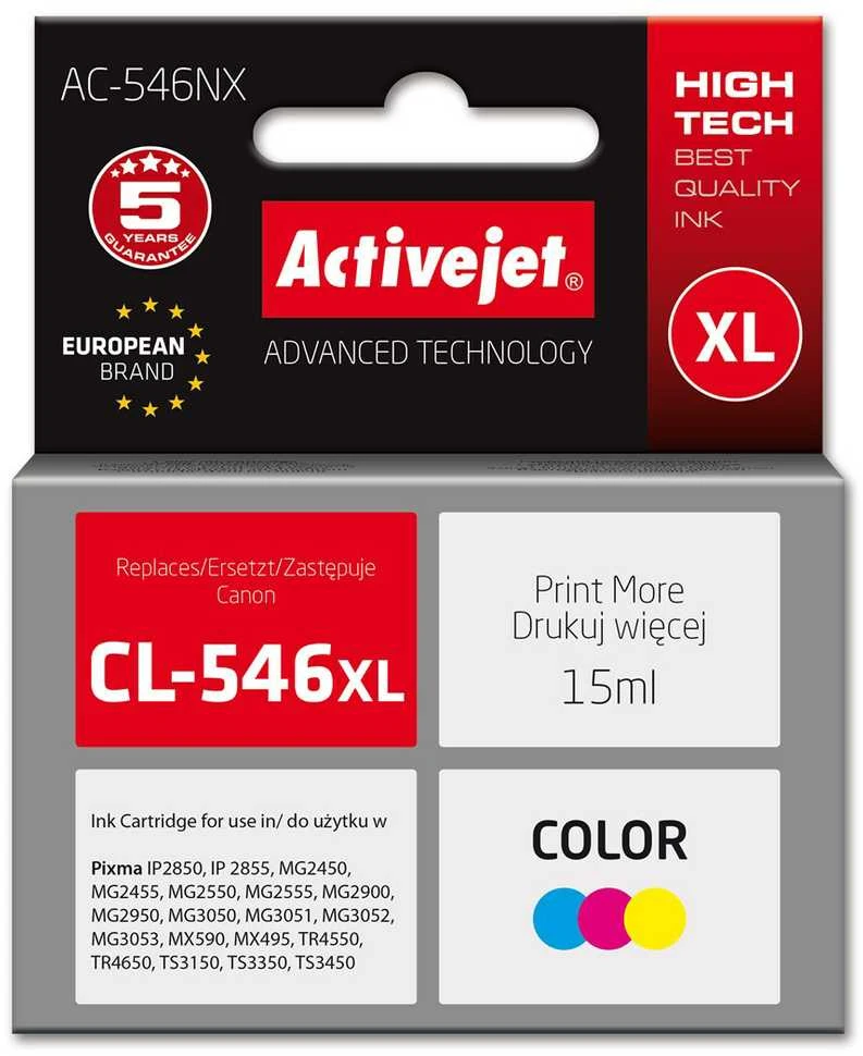 Activejet AC-546NX Spausdintuvas Ink for Canon, Pakaitinis Canon CL-546XL; Aukščiausias; 15 ml; spalva, žalsvai mėlyna, rausvai raudona, geltona