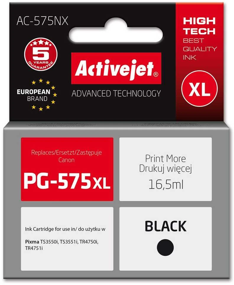 Activejet AC-575NX Ink for Canon spausdintuvas, replacement Canon PG-575XL; Supreme; 16,5 ml; juodas