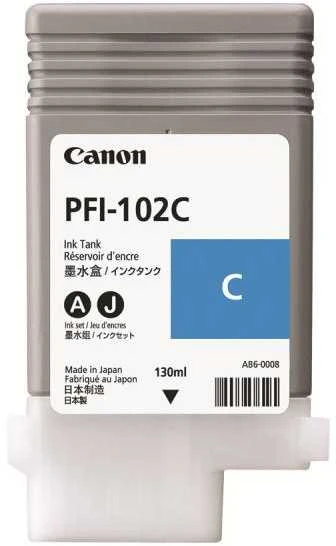 Rašalas Canon PFI102C cyan dye | 130ml |LP17/ LP24/ iPF500/ iPF6X0/iPF7X0