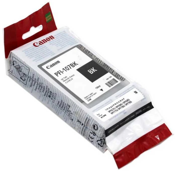 Rašalas Canon PFI107BK juodas | 130ml | iPF68X, 78X
