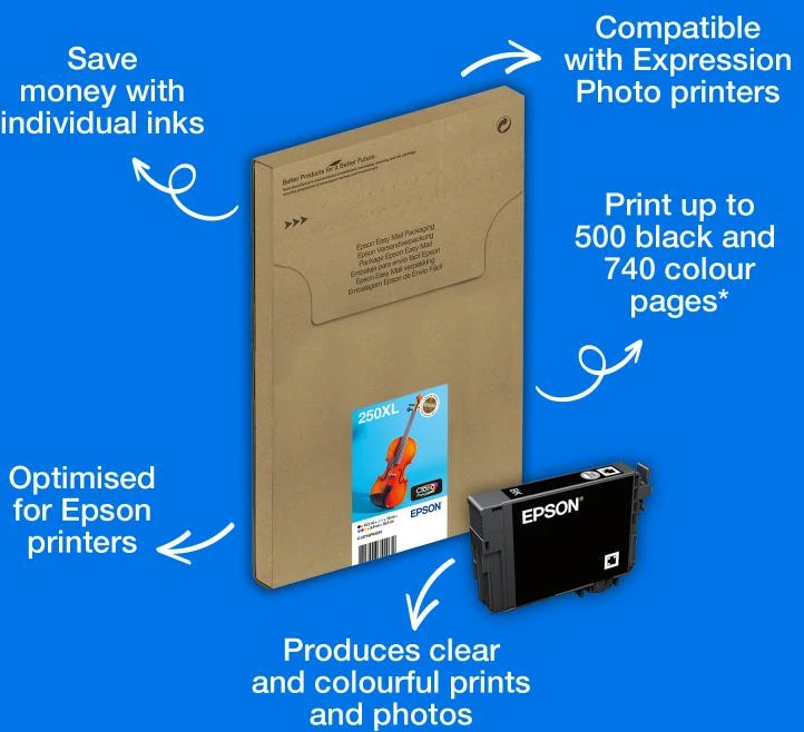Rašalo Kasetė - Epson 250XL Originali Žydra Rašalo Kasetė