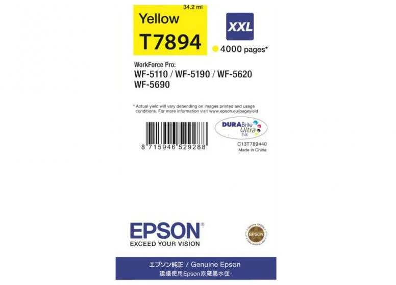 Epson T7894 XXL rašalo kasetė, Geltona