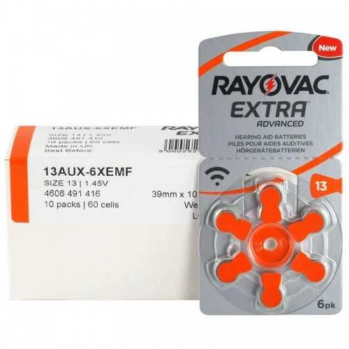 Rayovac 13 baterijos: 60 vienetų pakuotė su atskira plokštele