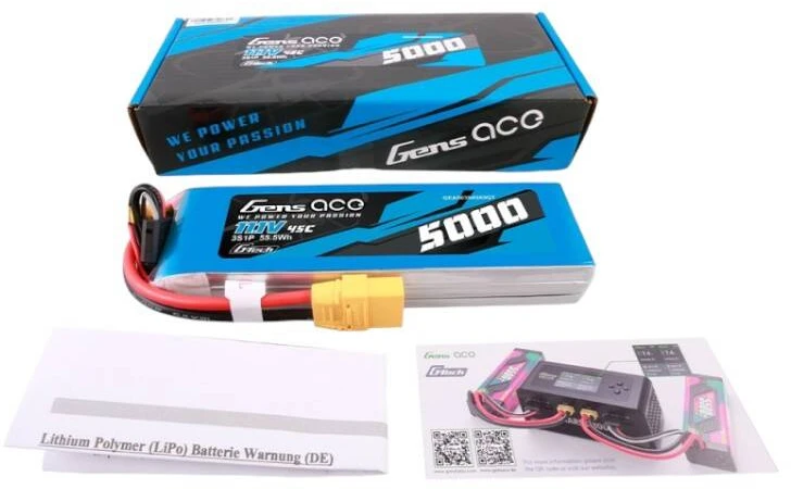 Gens ace G-Tech 5000mAh 11.1V 45C 3S1P lipo baterija su XT90 kištuku