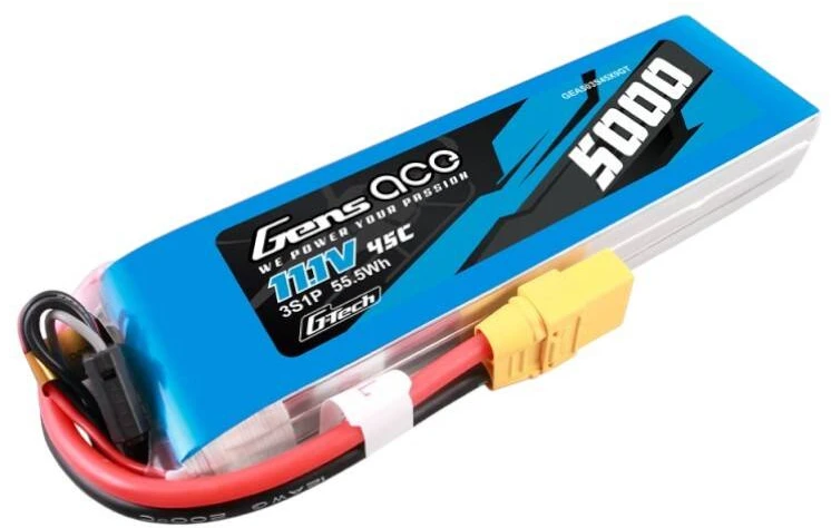 Gens ace G-Tech 5000mAh 11.1V 45C 3S1P lipo baterija su XT90 kištuku