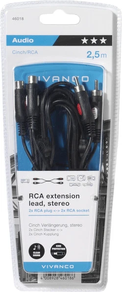 RCA Laidas - Vivanco 46018 2,5 m 2xRCA Į 2xRCA