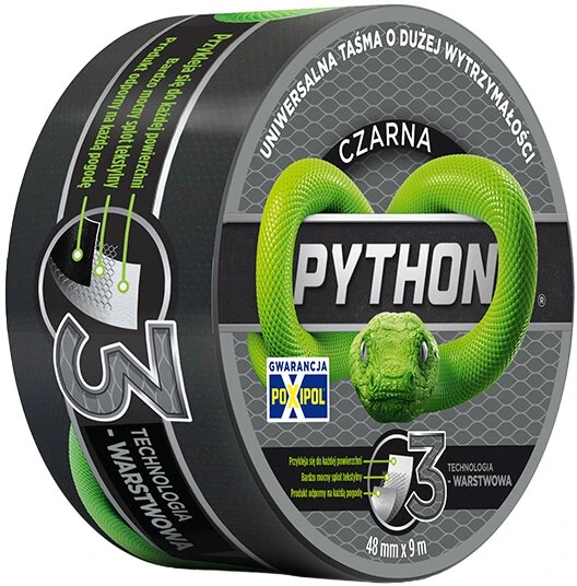 Taśma Trijų sluoksnių „Python“ remonto juosta, 9 m: 48 mm, juoda