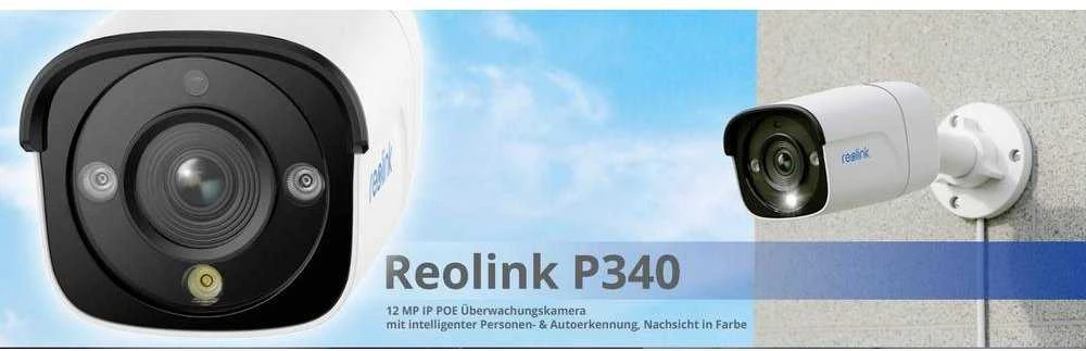 Reolink | Išmanioji Ultra HD PoE kamera su asmens / transporto priemonės aptikimu ir dvipusiu garsu | P340 | Kulka | 12 MP | 4mm/F1.6 | H.265 | „Micro SD“, maks. 256 GB
