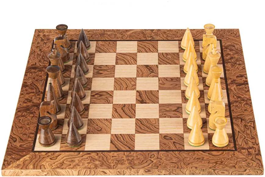 Šachmatų Rinkinys - Manopoulos Riešutmedžio 40cm Modernūs Figūrėlės 7.6cm Karalius