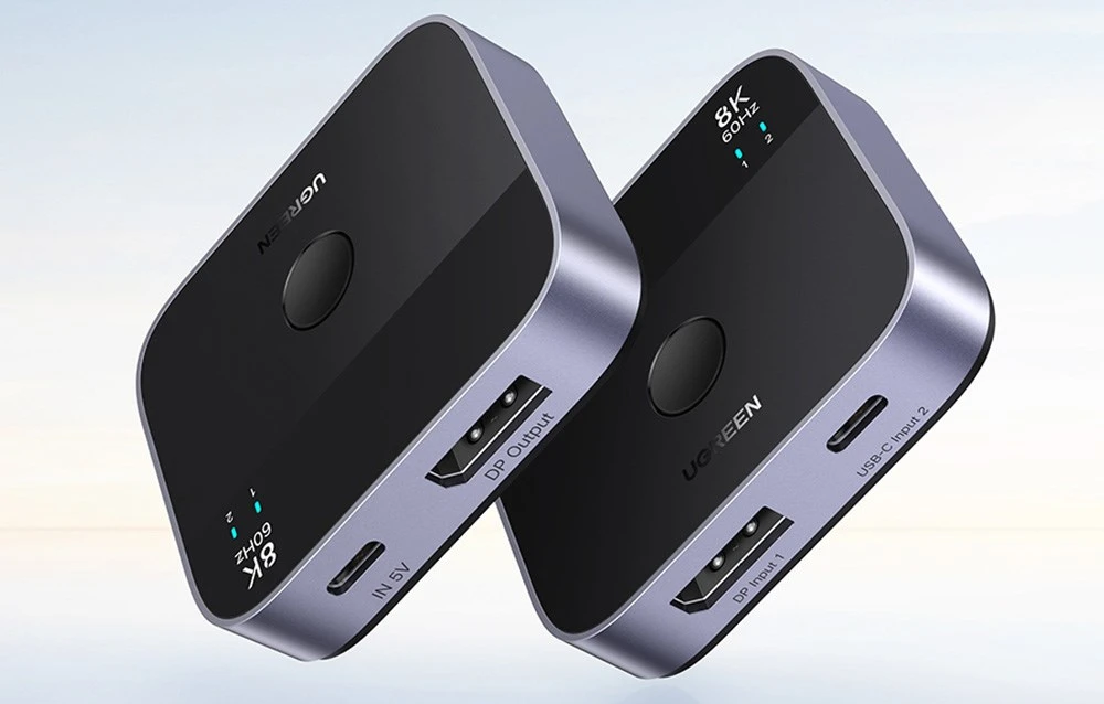 „Ugreen“ DisplayPort/USB-C į USB-C jungiklis – pilkas