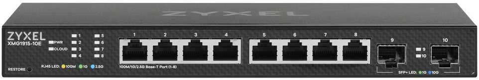 Šakotuvas ZYXEL XMG1915-10E, 8 prievadų 2,5 GBE, 2 SFP+ išmanusis komutatorius, hibridinis režimas, autonominis arba „Nebulaflex“ debesis (5 metų garantija)