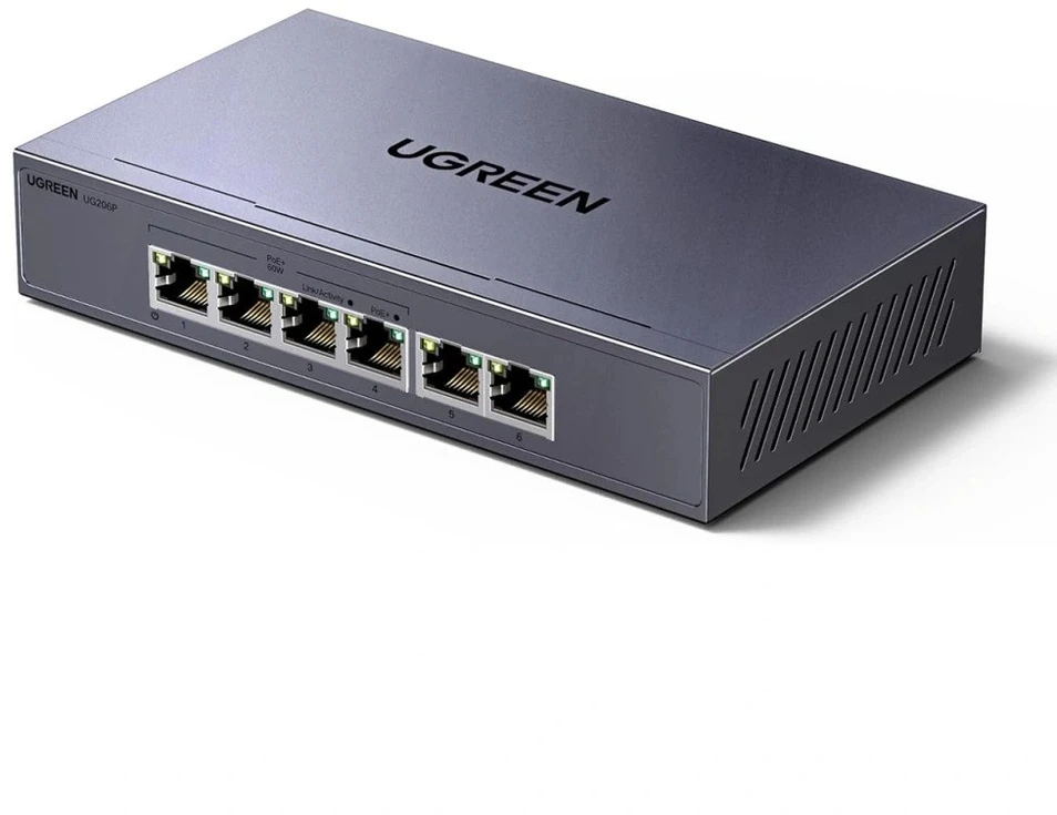 „Ugreen“ 6 prievadų 1 Gb/s Ethernet komutatorius su PoE – rutulinis
