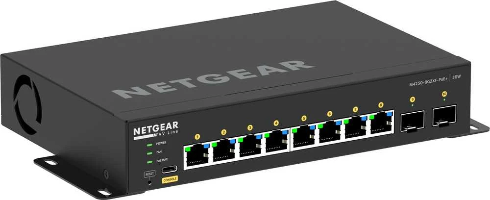 Šakotuvas Komutatorius - NETGEAR 8x1G PoE+ 220W 2xSFP+ Juodas