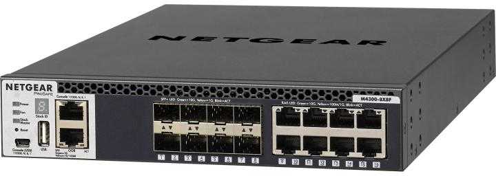 Šakotuvas Netgear Switch M4300-8X8F (XSM4316S-100NES) Valdomas L3, Montuojamas ant stovo, 10 Gbps (RJ-45) jungtys 8, SFP+ jungtys 8, Maitinimo tipas Vienvietis