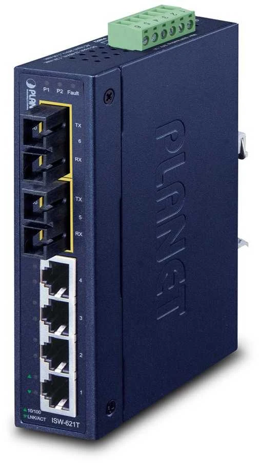 Šakotuvas Komutatorius - Planet ISW-621T Nevaldomas L2 Greitasis Ethernet 4x10/100 Mbps 2xFiber