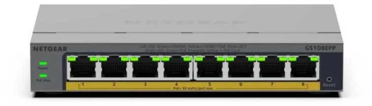 Šakotuvas Komutatorius - Tinklo Komutatorius Netgear GS108EPP 8-Port PoE+ 30W per Port