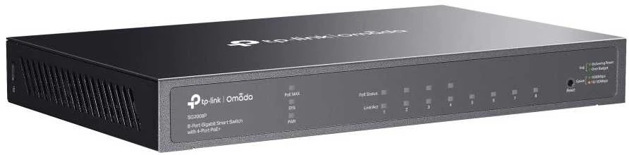 Šakotuvas TP-LINK JetStream 8 prievadų Gigabit Smart Switch su 4 prievadų PoE+