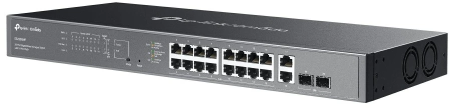 Šakotuvas TP-Link Omada ES220GMP tinklo komutatorius, valdomas L2 gigabito Ethernet (10/100/1000), maitinimas per Ethernet (PoE), Juodas