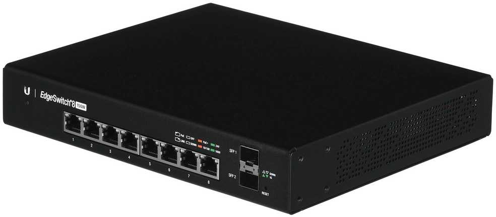 Šakotuvas UBIQUITI ES-8-150W Ubiquiti ES-8-150W 8 prievadų + 2xSFP Gigabit PoE jungiklis 24V/48V 802.3af/802.3at