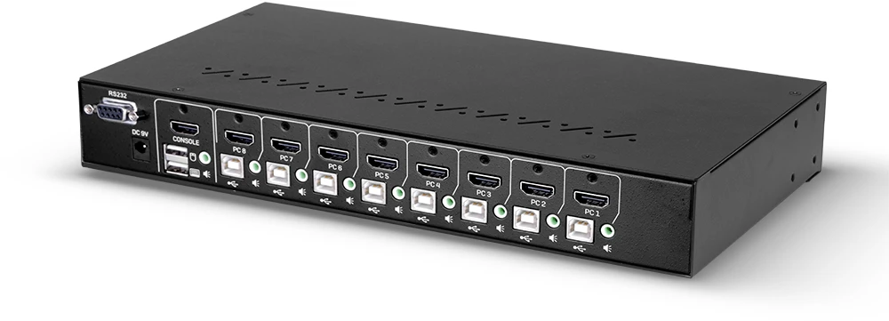 KVM jungiklis - LINDY 8 prievadų HDMI 4K60 USB 2.0 garso jungiklis juodas