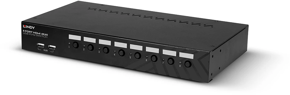 KVM jungiklis - LINDY 8 prievadų HDMI 4K60 USB 2.0 garso jungiklis juodas