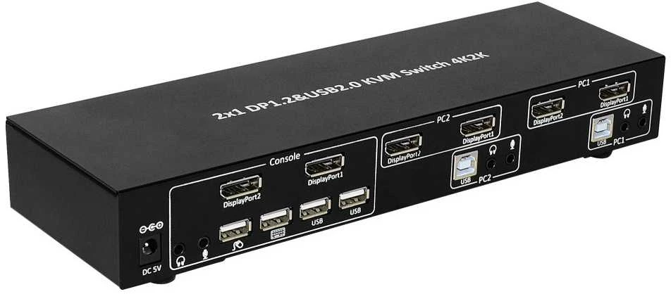 Techly 101935 KVM Switch 4/1 DisplayPort/USB 4K 30Hz, USB šakotuvas