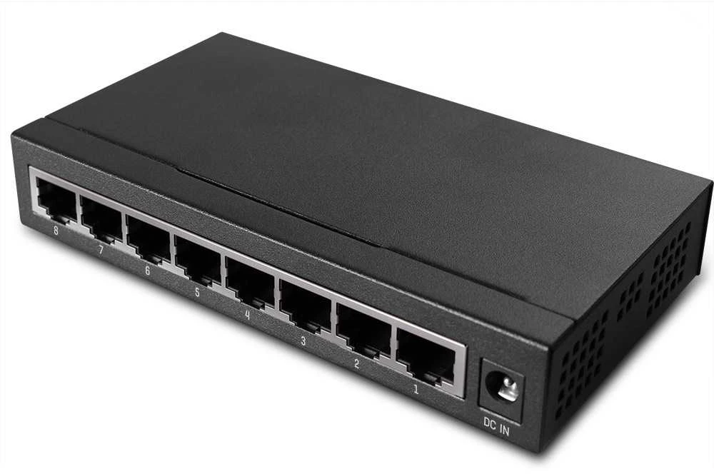 Šakotuvas Komutatorius - LINDY 8 prievadų Gigabit Ethernet darbalaukio jungiklis nevaldomas, 10/100/1000Mbps prievadai