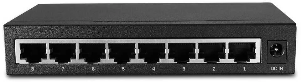 Šakotuvas Komutatorius - LINDY 8 prievadų Gigabit Ethernet darbalaukio jungiklis nevaldomas, 10/100/1000Mbps prievadai