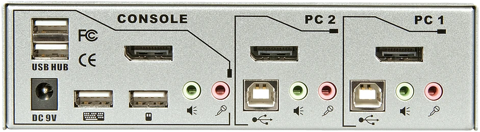 Lindy KVM Perjungiklis - 2 Port DisplayPort 1.2 KVM Perjungiklis 3840x2160@60Hz USB 2.0 Garso