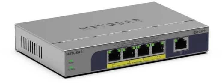 Šakotuvas Netgear 5-PORT 1GB UNMANAGED POE SWITCH - (GS105PP)