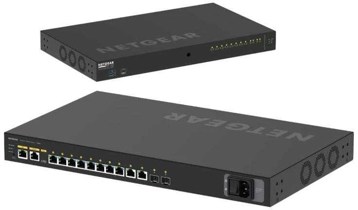 Šakotuvas NETGEAR 12 prievadų AV linija M4250-10G2XF-PoE++ 8x1G Utra90 PoE++ 802.3bt 720W 2x1G 2xSFP+ valdomas jungiklis