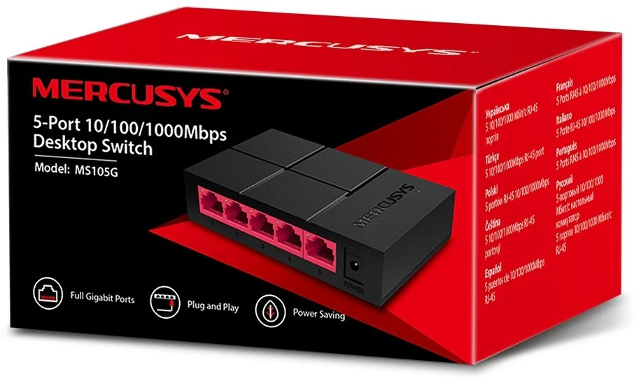 Šakotuvas „Mercusys“ 5 prievadų 10/100/1000 Mbps darbalaukio komutatorius
