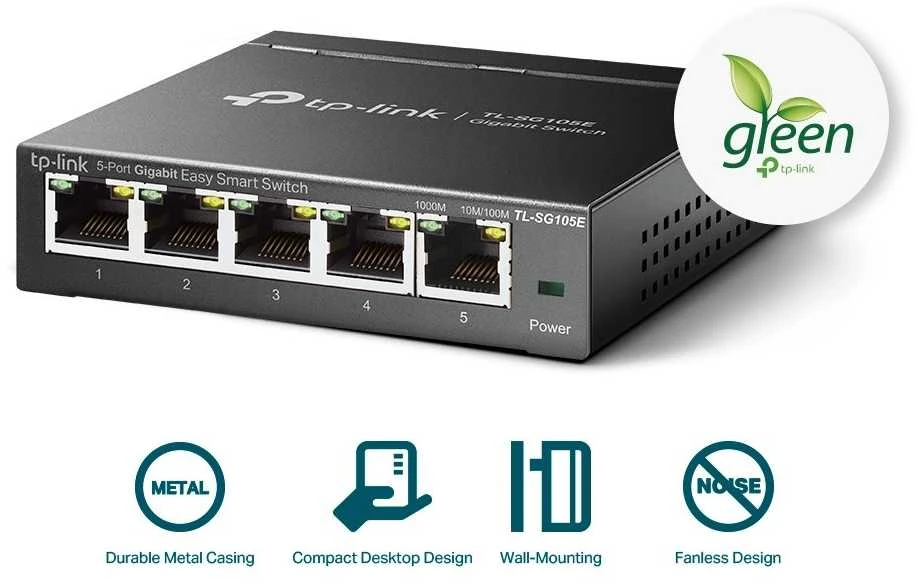 Šakotuvas TP-Link TL-SG105E 5-PORT GBIT - EASY SMART SWITCH